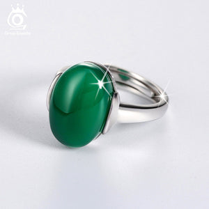 ORSA JEWELS 925 Sterling Silver Ring Big Green/Red Natural Stone