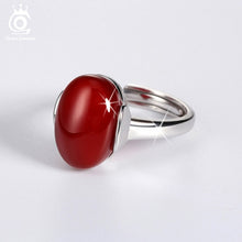 Load image into Gallery viewer, ORSA JEWELS 925 Sterling Silver Ring Big Green/Red Natural Stone