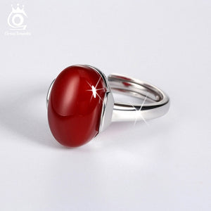 ORSA JEWELS 925 Sterling Silver Ring Big Green/Red Natural Stone