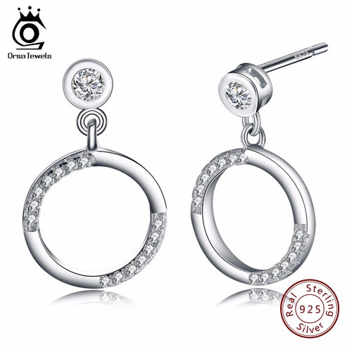 ORSA JEWELS 925  Sterling Silver Stud Earrings  Elegant Round