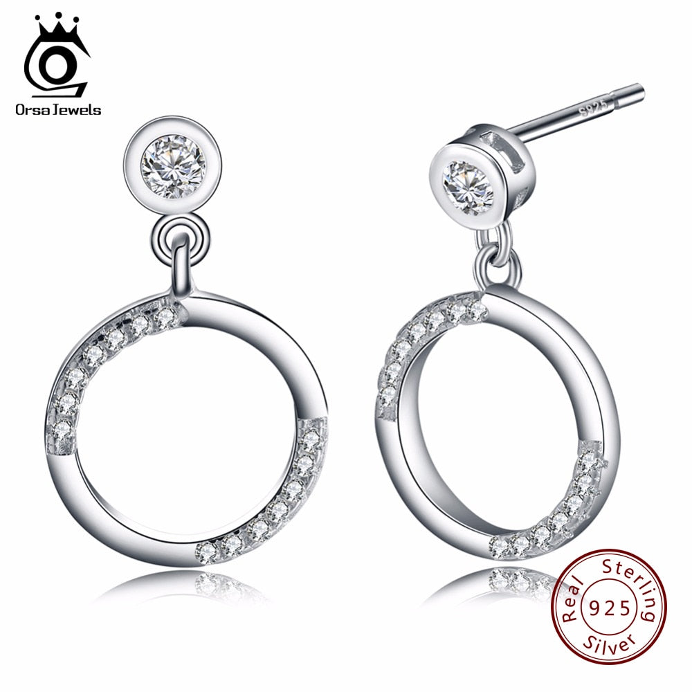ORSA JEWELS 925  Sterling Silver Stud Earrings  Elegant Round