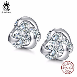 ORSA JEWELS  925  Sterling Silver Stud Earrings Romantic Flower Design