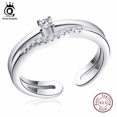 ORSA JEWELS 2019 Luxury AAA Austrian Cubic Zirconia 925 Rings Genuine Sterling Silver Ring Fashion Jewelry for Women SR19