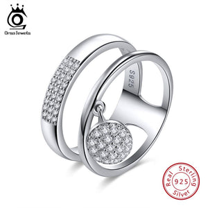 ORSA JEWELS  925 Sterling Silver  Ring Shiny Cubic Zircon Pave Setting