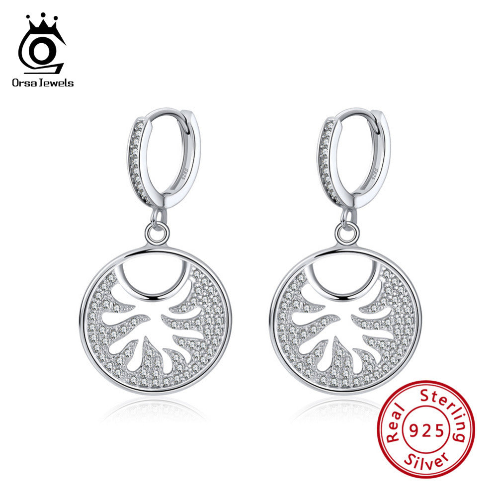 ORSA JEWEL925   Sterling Silver Hoop Earrings Spindrif Dreamcatcher Design