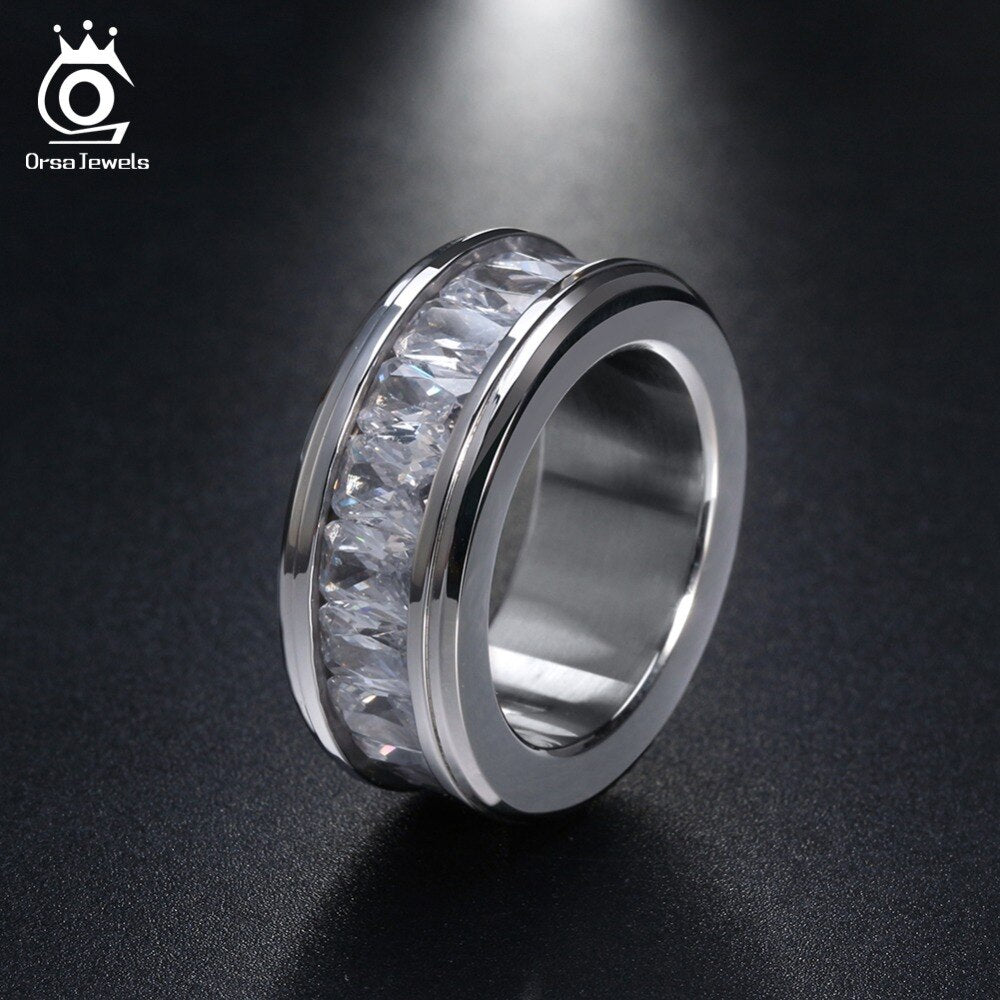 ORSA JEWELS  316 Stainless Steel Rings Cubic Zirconia