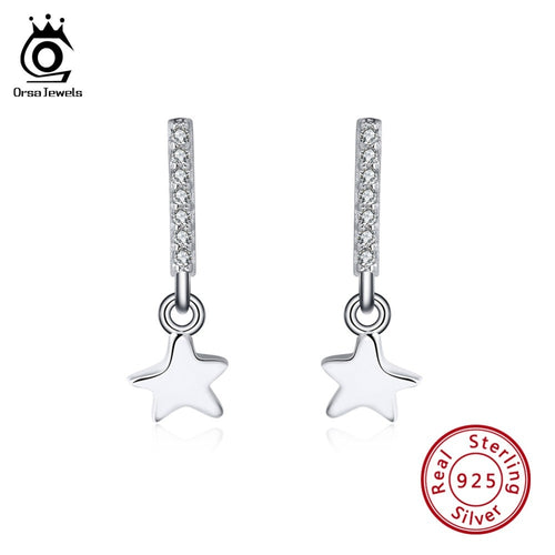 ORSA JEWELS 925 Sterling Silver Stud Earrings Star Shape
