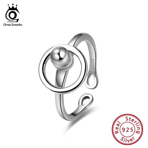 ORSA JEWELS 925 Silver Ball Shape  Rotate Ring