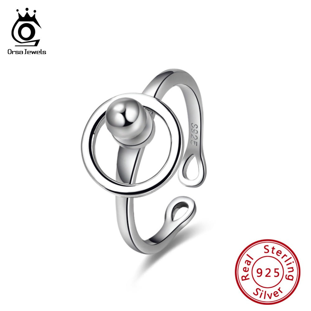 ORSA JEWELS 925 Silver Ball Shape  Rotate Ring