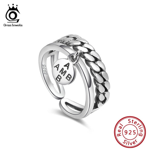 ORSA JEWELS 925 Female Adjustable Rings Sterling Silver - Letter Ring