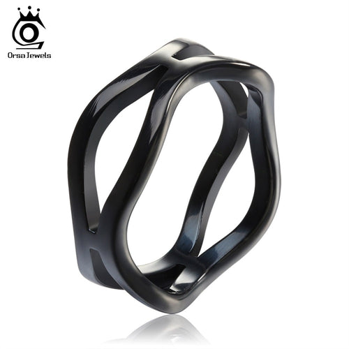 ORSA JEWELS  316L Stainless Steel Irregular Cross Ring