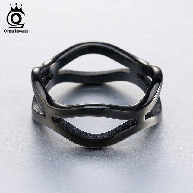 ORSA JEWELS  316L Stainless Steel Irregular Cross Ring