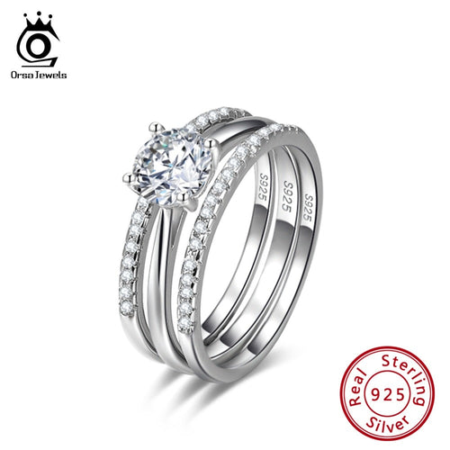ORSA JEWELS 925 Sterling Silver Female Engagement Rings Cubic Zirconia