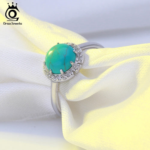 ORSA JEWELS 100% Sterling Silver Women Ring Natural Stone