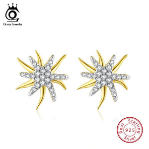ORSA JEWELS 925 Sterling Silver Stud Earrings Starfish Shape