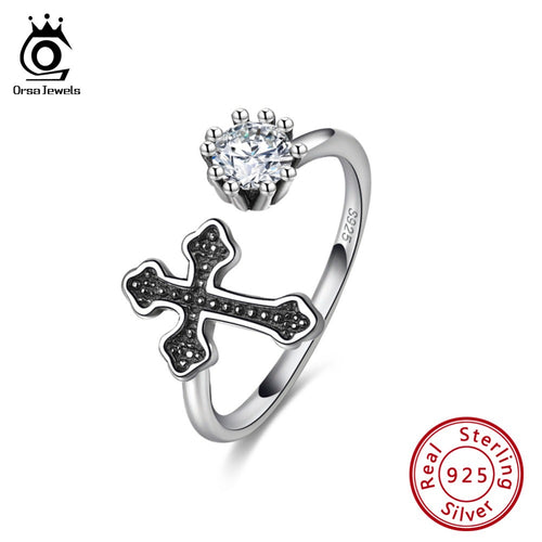 ORSA JEWELS  925 Silver  Ring  Black Cross