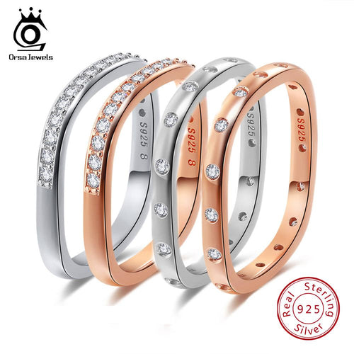 ORSA JEWELS 925 Sterling Silver Rings Glittering