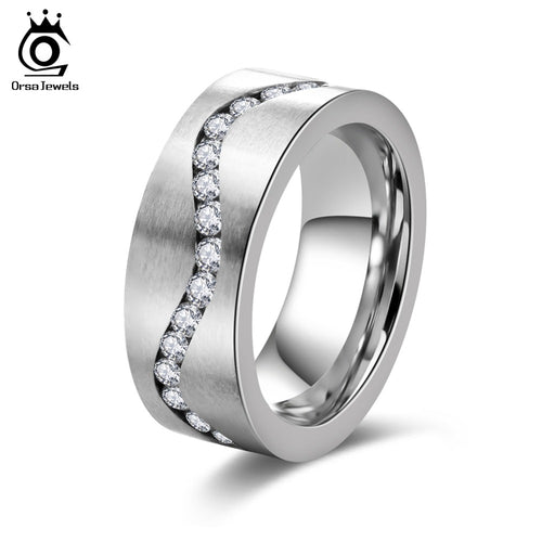 ORSA JEWELS 316L Stainless Steel Ring Cubic Zircon 7mm