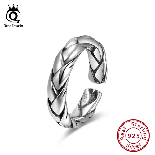 ORSA JEWELS 100% 925 Sterling Silver Women Adjustable Ring Stackable Female Silver Rings For Women Anniversary Jewelry SR129