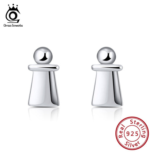 ORSA JEWELS  925 Sterling Silver Stud Earrings Classic Style International Chess