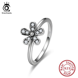 ORSA JEWELS  925 Sterling Silver Flower Shape With Black