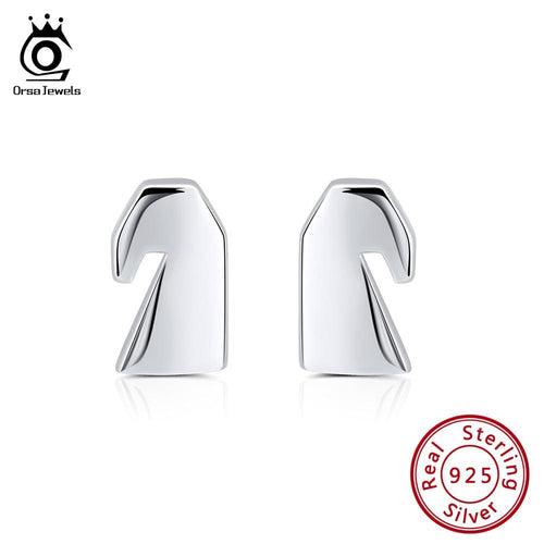 ORSA JEWELS  925 Sterling Silver Female Stud Earrings Horse Chess Style