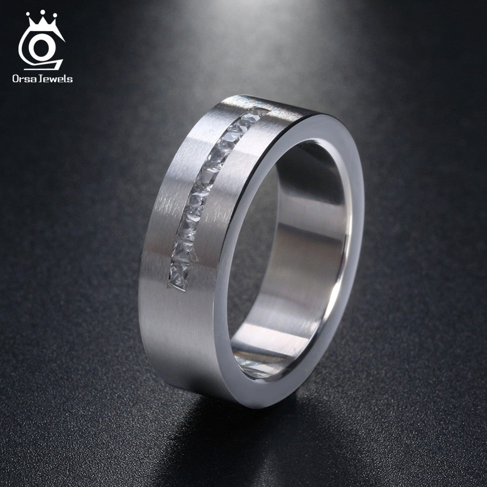 ORSA JEWELS Ring 316 Stainless Steel With  Cubic Zirconia