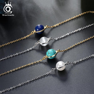 ORSA JEWELS 925 Women Sterling Silver Bracelets Natural Stone Vintage Style