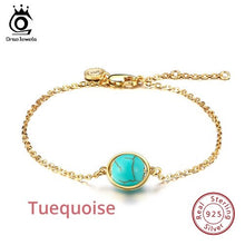 Load image into Gallery viewer, ORSA JEWELS 925 Women Sterling Silver Bracelets Natural Stone Vintage Style