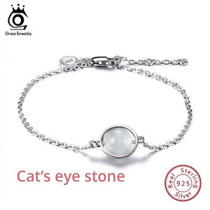 ORSA JEWELS 925 Women Sterling Silver Bracelets Natural Stone Vintage Style